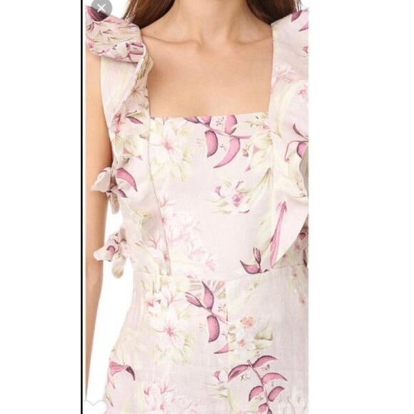 Zimmermann Winsome Apron dress mini 100% linen tie sides floral sleeveless 0 - Picture 3 of 15